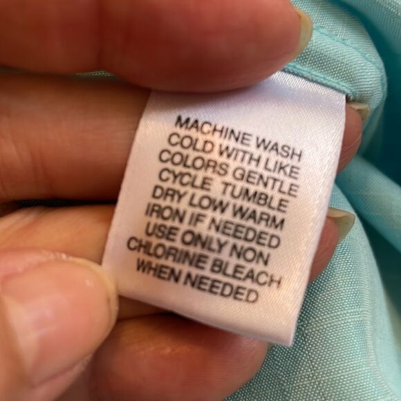 Roundtree & Yorke aqua blue modal/polyester short sleeve shirt - Picture 10 of 10